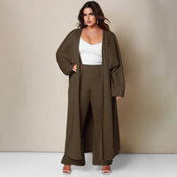 Long Coat And Loose Casual Trousers Fashion Set