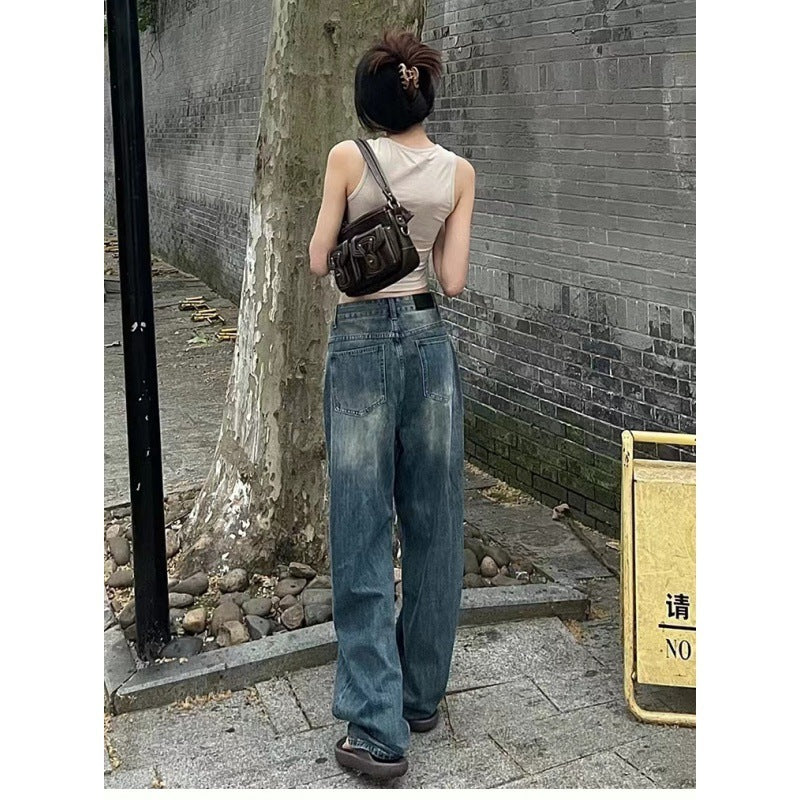 Loose High Waist Slimming Straight Mopping Pants