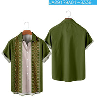Summer Stripes Floral 3D Printed Short Sleeve Fashion Polo Collar Men's Pocket Shirt