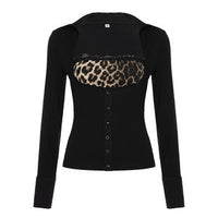 Womens Retro American-Style Printed V-Neck Flare-Sleeve Shirt