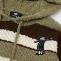 Autumn Retro  Pattern Colorful Stripes Hooded Cardigan