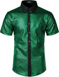 Sequined Button-down Shirt 70 S Disco Party Cosplay Clothing