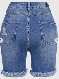 Women's Plus Size Ripped Denim Shorts High Stretch