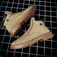 Fashion Trend Simple Personality Tooling Boots Round Toe British Men's Boots