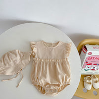 Baby Girl Solid Color Romper Sun Hat