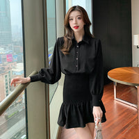 Fashion Long Sleeve Collar Button Jumpsuit Women's Design Short