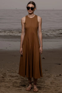 Round-neck Loose Solid-color Casual Sleeveless Dress