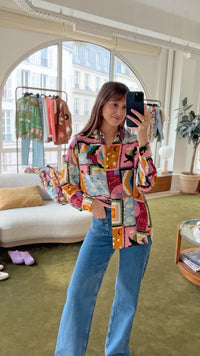 Fashionable All-match Printed Casual Cardigan Lapel Single Breasted Shirt