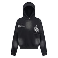 American Casual Spray Dyed Mottled Letter Printing Hooded Fleece Lined Sweater