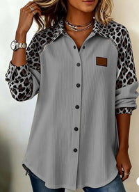 Womens Casual Printed Lapel Blouse Top