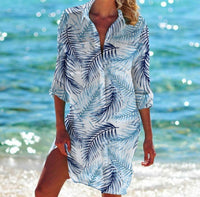 Women's Vacation Beach Bikini Jacket Printed Shirt