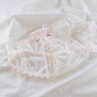 Love Wings Ruffled Bow Ladies Panties Cotton Crotch