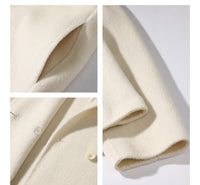 Double Breasted White Wool Coat For Women Autumn And Winter Double-sided Medium To Long Style