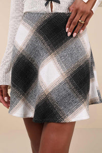 Woolen Midi High-waisted Plaid A-line Skirt European And American Style