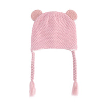 New Solid Color Knitted Baby Fur Ball Hat With Velvet