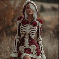 New Digital Dress With A V-neck And Long Sleeves
