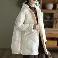 Women's Warm Single-breasted White Duck Down Jacket