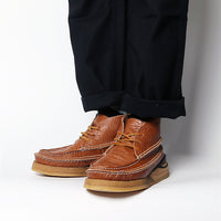 Men's Cowhide Vintage Handmade Stitching Square Head Workwear Leather Shoes