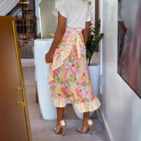 Women's Casual Holiday Printed Asymmetrical One-Piece Lace-Up Skirt