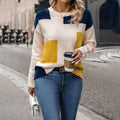Knitted Sweater Stitching Contrast Color Sweater Loose