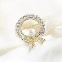 Rhinestone Bow Pearl Brooch Corsage Clothing Suit Matching