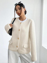 Women's Solid Color Buttons Jacket Long
