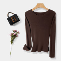 Machine Washable 60 Seamless Bottoming Shirt Round Neck Wool Sweater For Women