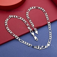 Stylish 925 Silver Personalized Three-in-One Side-View Necklace