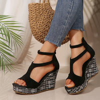 Women's Thick-soled Slope Ankle-strap Buckle Hemp-soled Sandals