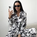 Comfortable And Stylish Printed Loose-fitting Long-sleeve Pants Loungewear