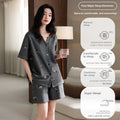 Short Sleeve Shorts Pajamas For Women, Thin V-neck Cardigan Homewear