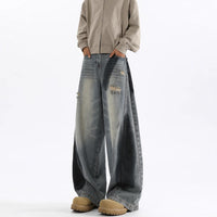 Men's American-style Splash-ink Ripped Machete Jeans