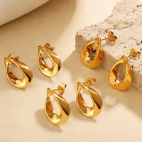 Fashionable High-end Design Irregular U-shaped Earrings, Stainless Steel With 18K Gold Plating, Hollow Earrings For Women.