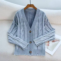 European And American Old Knitted Coat Women's Loose V-neck
