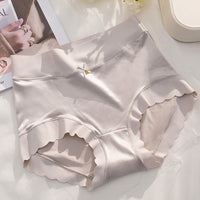 Mid-High Waist Light Luxury Women's Elastic Satin Silky Comfortable Seamless Underwear Mulberry Silk