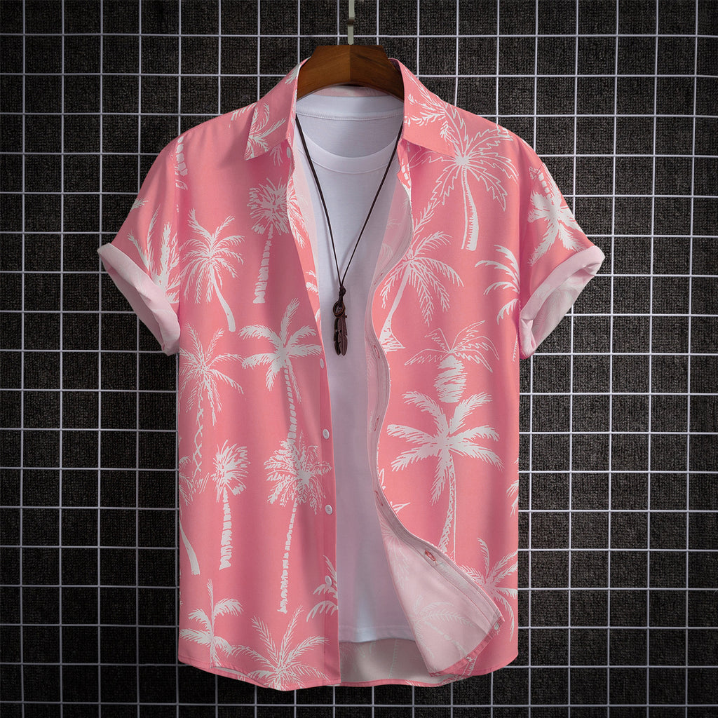 Men's Short-sleeved Shirt 3D Digital Printing Hawaiian Trendy Cardigan Shirt