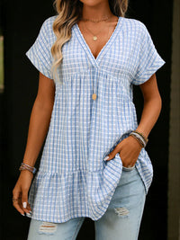 Summer Loose Plaid Shirt Dress For Women