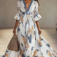 Printed Dress With A Flared Hem For Women