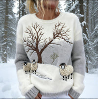 Christmas-themed 3D Digital-printed Fleece Slim-fit Crewneck Hoodie