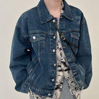 Washed Blue Denim Jacket Men's Short Section