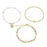 Adjustable Multi-Layer Gold Bead Heart Charm Bracelet