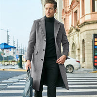 Men's Long Sleeve Woolen Coat