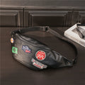 Fashion Leather Young Men's Individual Badge Shoulder Bag Waist Bag
