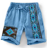 Men's Lace Up Loose Digital Printing Casual Shorts