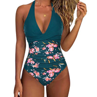 Cross Color Matching Tight One-piece Swimsuit