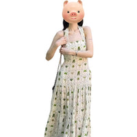 Floral-print Beach Vacation Dress Fashionable And Niche