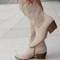 Mid-heel Burnt-out Suede Low-cut Women's Boots