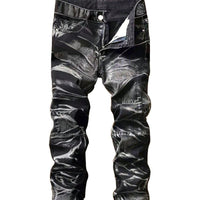 Men's Motorcycle Zipper-Decorated Jeans Slim Fit Ripped