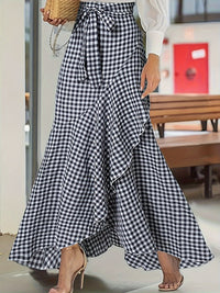 Women's Plaid Mermaid Ruffle Irregular Skirt
