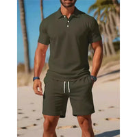 Men's Summer Casual Sports All-matching Slim Fit Short-sleeved Polo Shirt Shorts